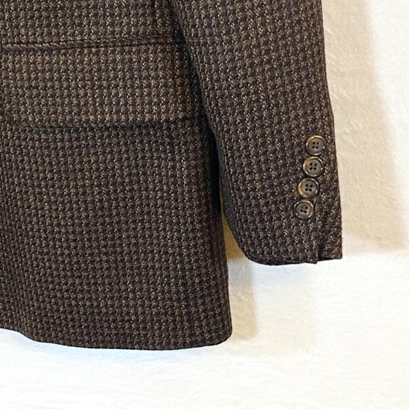 Vintage Oscar de la Renta Wool Brown Houndstooth 48L Classic Sport Coat Blazer - Picture 3 of 8